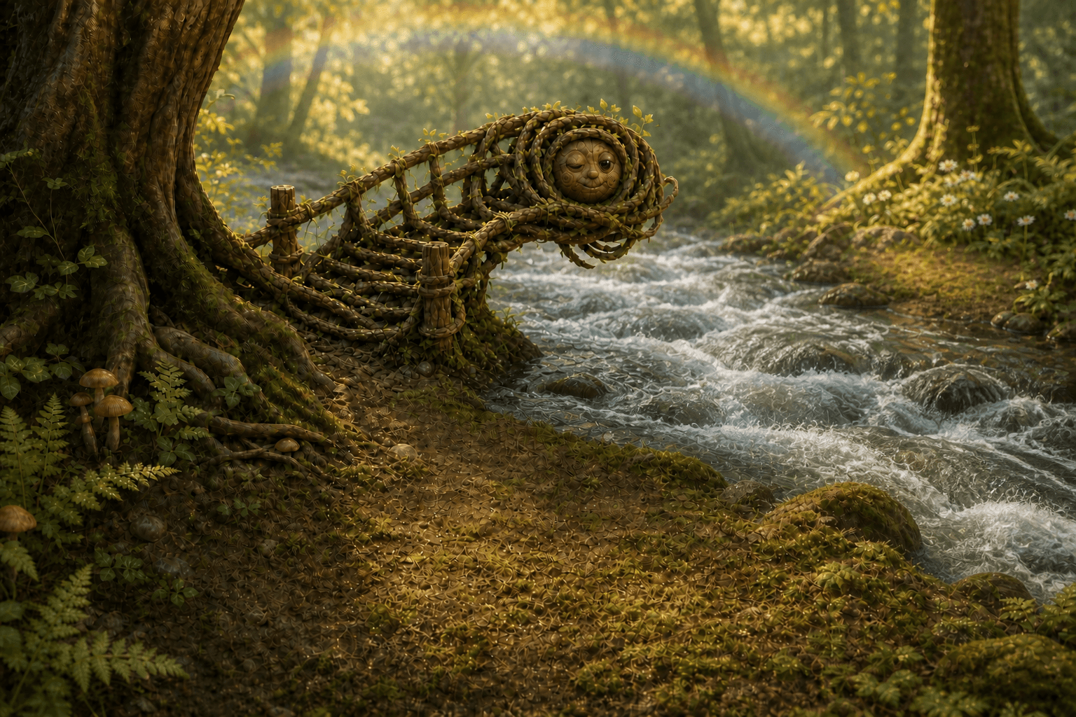 Friendly woven bridge scene from the Forest Adventure